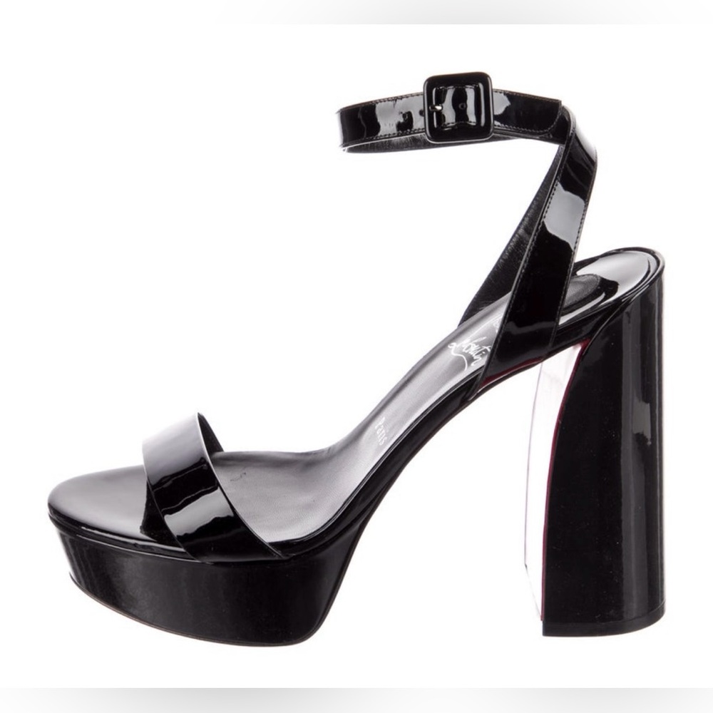 SOLD!Christian Louboutin Black Platform patent leather Heel Sandals - Picture 2 of 16